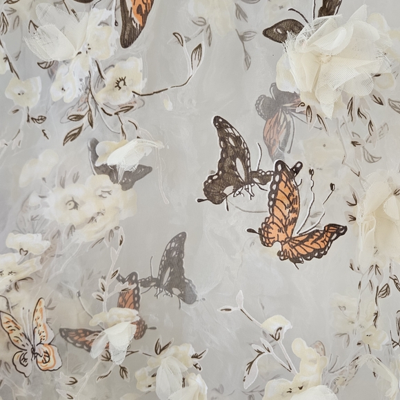 Chic White Sheer Butterfly Midi Dress - Picture 4 of 7